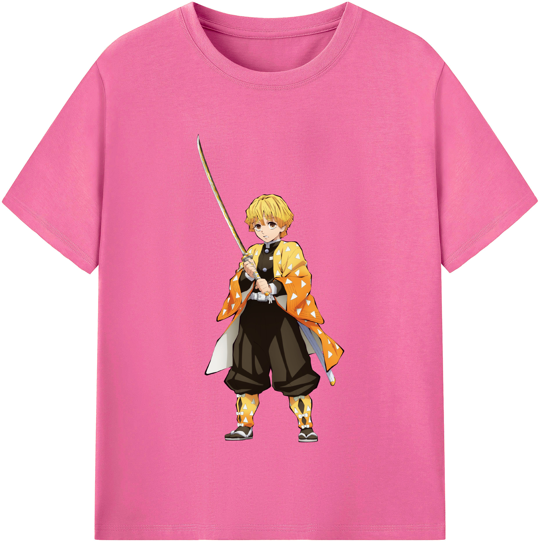 （画像用） 鬼滅の刃（きめつのやいば）我妻 善逸／あがつま ぜんいつ Agatsuma Zenitsu レディースカジュアルプリントTシャツ（綿100％）